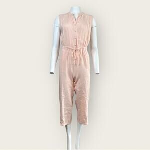 NWT | Krisa | Sleeveless Crop Linen Jumpsuit | Light Pink | Small